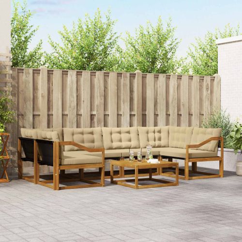 Комплект дивани за открито 7 pcs Натурален и Бежов