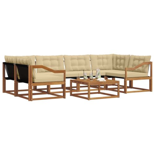 Комплект дивани за открито 7 pcs Натурален и Бежов