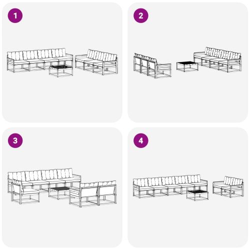 Комплект дивани за открито 8 pcs Натурален и Крема