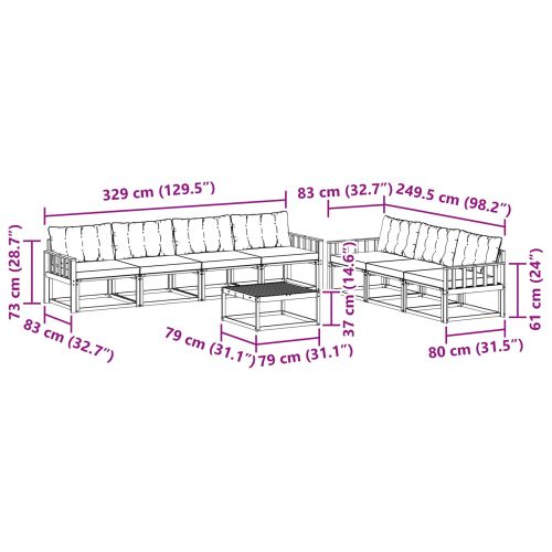 Комплект дивани за открито 8 pcs Натурален и Крема