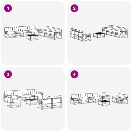 Комплект дивани за открито 8 pcs Естествено и черно