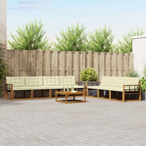 Комплект дивани за открито 8 pcs Натурален и Крема