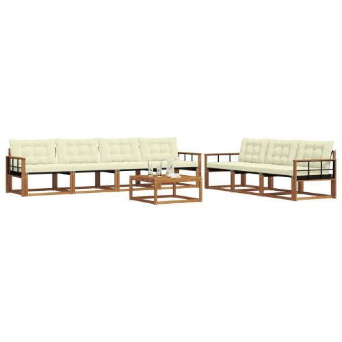 Комплект дивани за открито 8 pcs Натурален и Крема