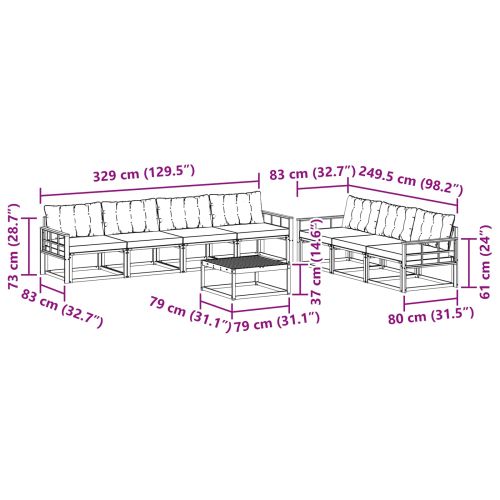 Комплект дивани за открито 8 pcs Натурален и Крема
