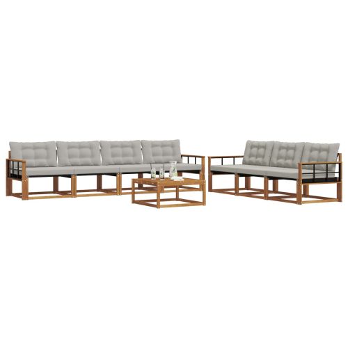 Комплект дивани за открито 8 pcs Естествено и светло сиво