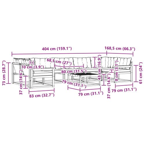 Комплект дивани за открито 8 pcs Естествено и светло сиво
