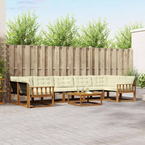 Комплект дивани за открито 8 pcs Натурален и Крема