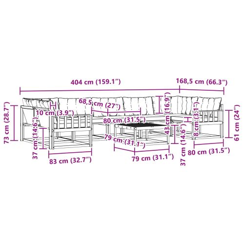 Комплект дивани за открито 8 pcs Натурален и Крема