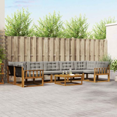 Комплект дивани за открито 8 pcs Естествено и светло сиво