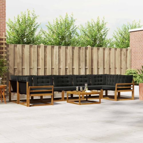 Комплект дивани за открито 8 pcs Естествено и черно