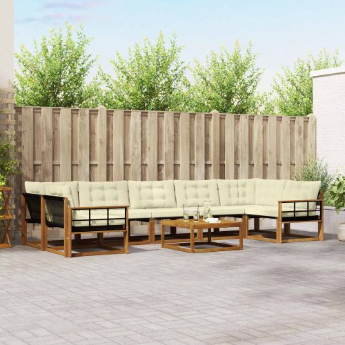 Комплект дивани за открито 8 pcs Натурален и Крема