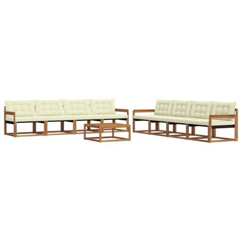 Комплект дивани за открито 9 pcs Натурален и Крема