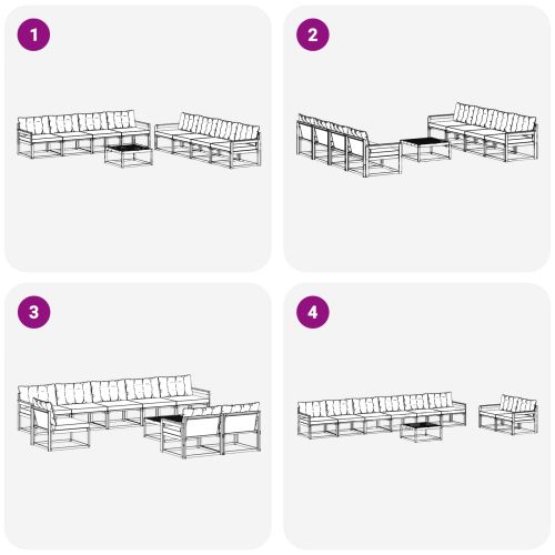 Комплект дивани за открито 9 pcs Натурален и Крема