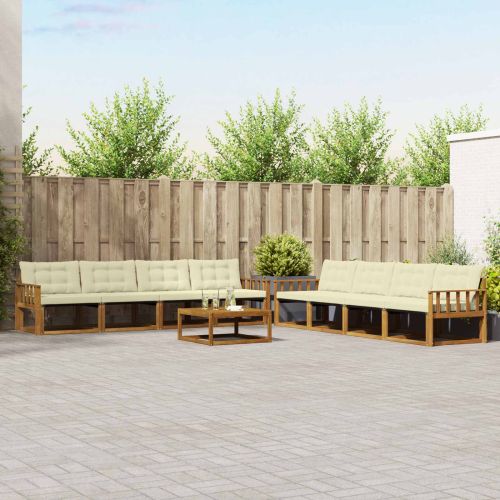 Комплект дивани за открито 9 pcs Натурален и Крема