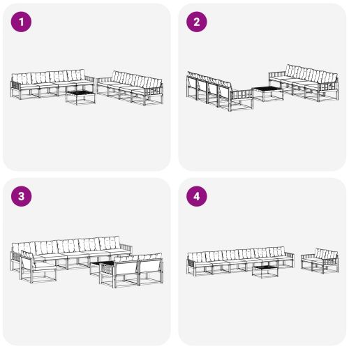 Комплект дивани за открито 9 pcs Естествено и черно