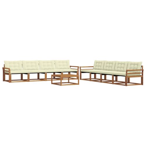 Комплект дивани за открито 9 pcs Натурален и Крема