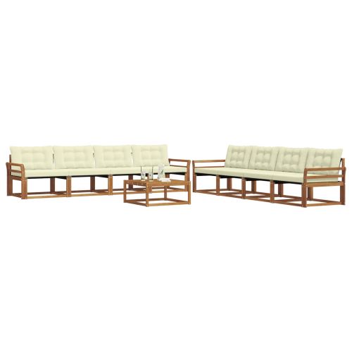 Комплект дивани за открито 9 pcs Натурален и Крема