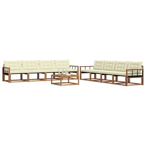 Комплект дивани за открито 9 pcs Натурален и Крема