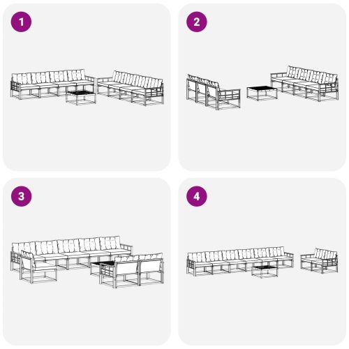 Комплект дивани за открито 9 pcs Натурален и Крема