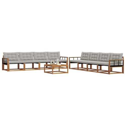 Комплект дивани за открито 9 pcs Естествено и светло сиво