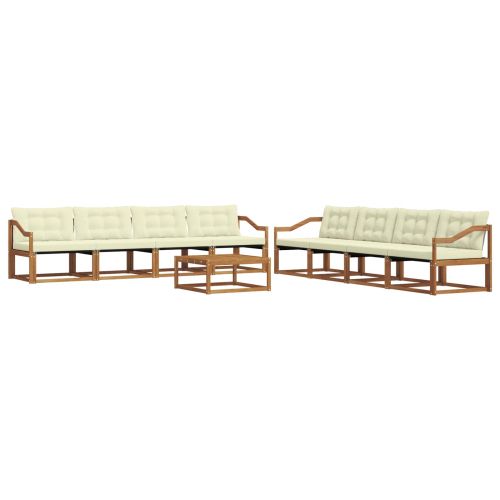 Комплект дивани за открито 9 pcs Натурален и Крема