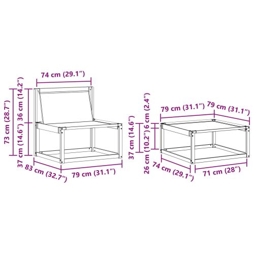 Комплект дивани за открито 4 pcs Натурален и Крема