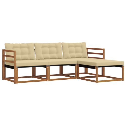 Комплект дивани за открито 4 pcs Натурален и Бежов
