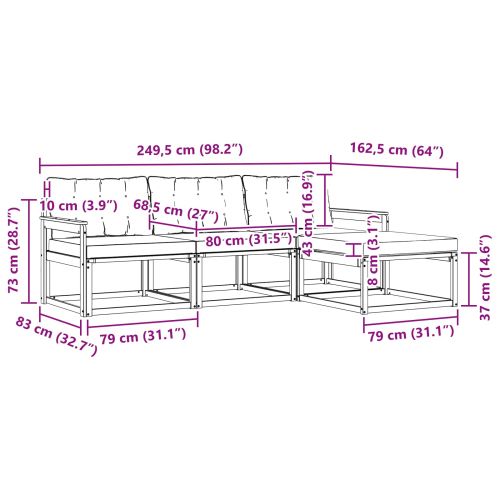 Комплект дивани за открито 4 pcs Натурален и Бежов
