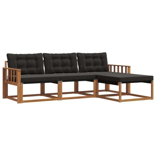 Комплект дивани за открито 4 pcs Естествено и черно