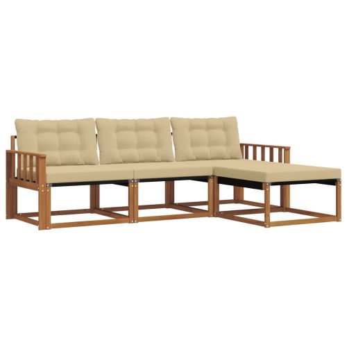 Комплект дивани за открито 4 pcs Натурален и Бежов