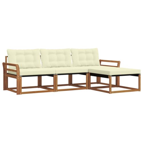 Комплект дивани за открито 4 pcs Натурален и Крема