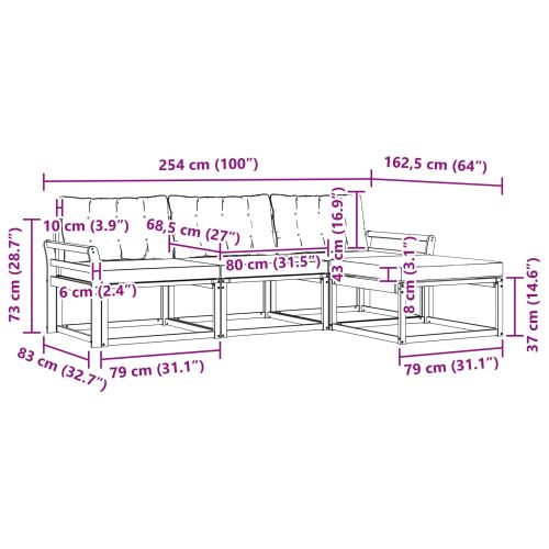 Комплект дивани за открито 4 pcs Натурален и Крема