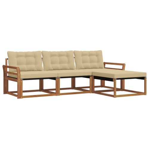 Комплект дивани за открито 4 pcs Натурален и Бежов