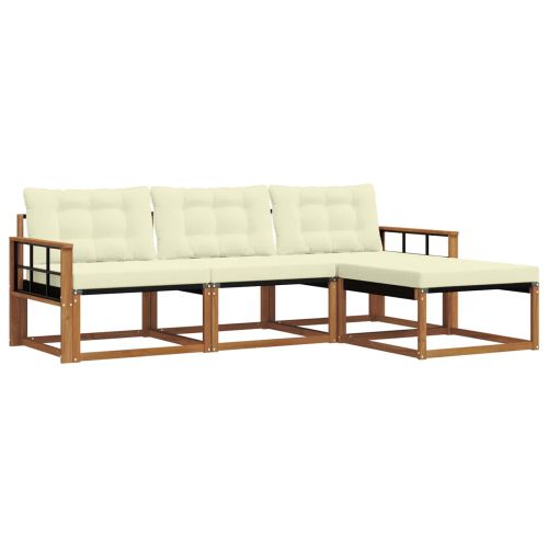 Комплект дивани за открито 4 pcs Натурален и Крема