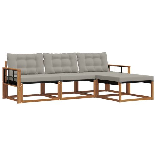 Комплект дивани за открито 4 pcs Естествено и светло сиво