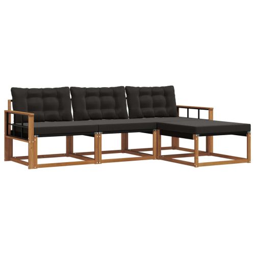 Комплект дивани за открито 4 pcs Естествено и черно