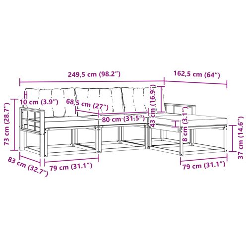 Комплект дивани за открито 4 pcs Натурален и Бежов