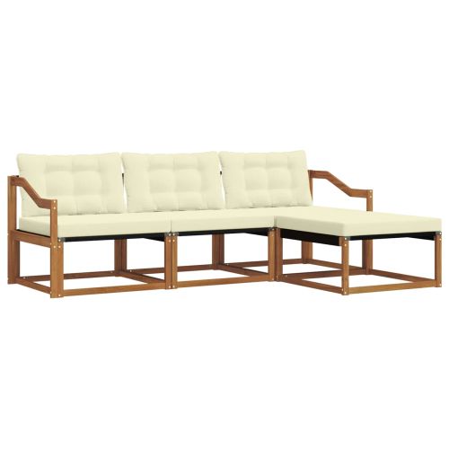 Комплект дивани за открито 4 pcs Натурален и Крема
