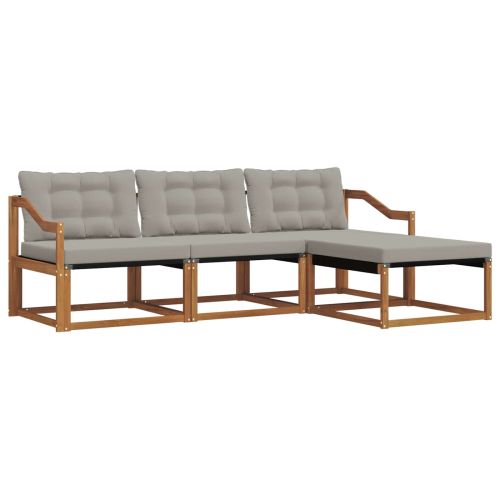 Комплект дивани за открито 4 pcs Естествено и светло сиво