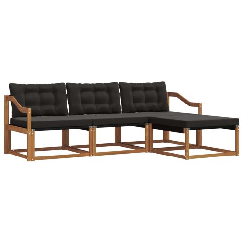 Комплект дивани за открито 4 pcs Естествено и черно