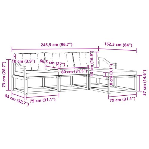 Комплект дивани за открито 4 pcs Натурален и Бежов