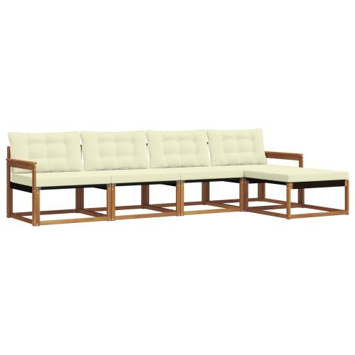 Комплект дивани за открито 5 pcs Натурален и Крема