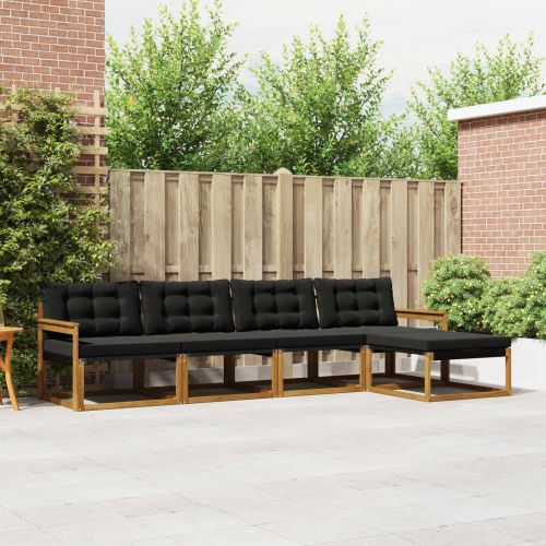 Комплект дивани за открито 5 pcs Естествено и черно