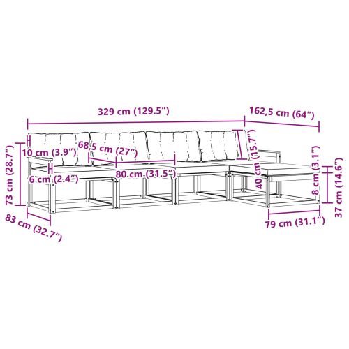 Комплект дивани за открито 5 pcs Естествено и черно