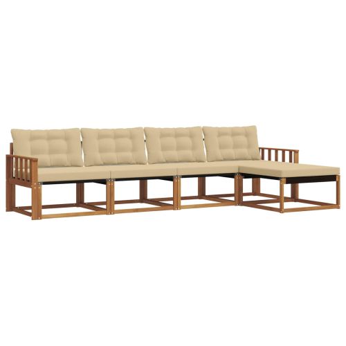Комплект дивани за открито 5 pcs Натурален и Бежов