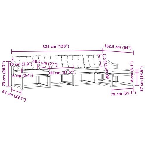 Комплект дивани за открито 5 pcs Естествено и черно