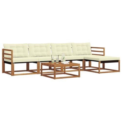 Комплект дивани за открито 6 pcs Натурален и Крема