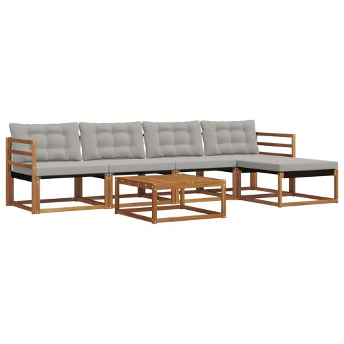 Комплект дивани за открито 6 pcs Естествено и светло сиво