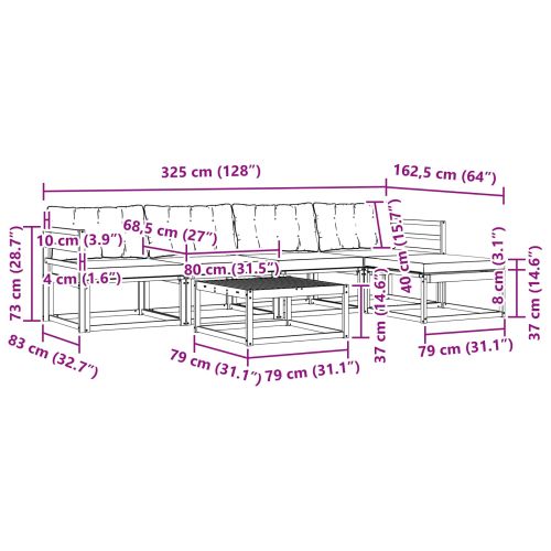 Комплект дивани за открито 6 pcs Естествено и черно