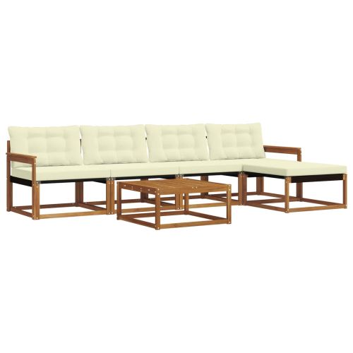 Комплект дивани за открито 6 pcs Натурален и Крема